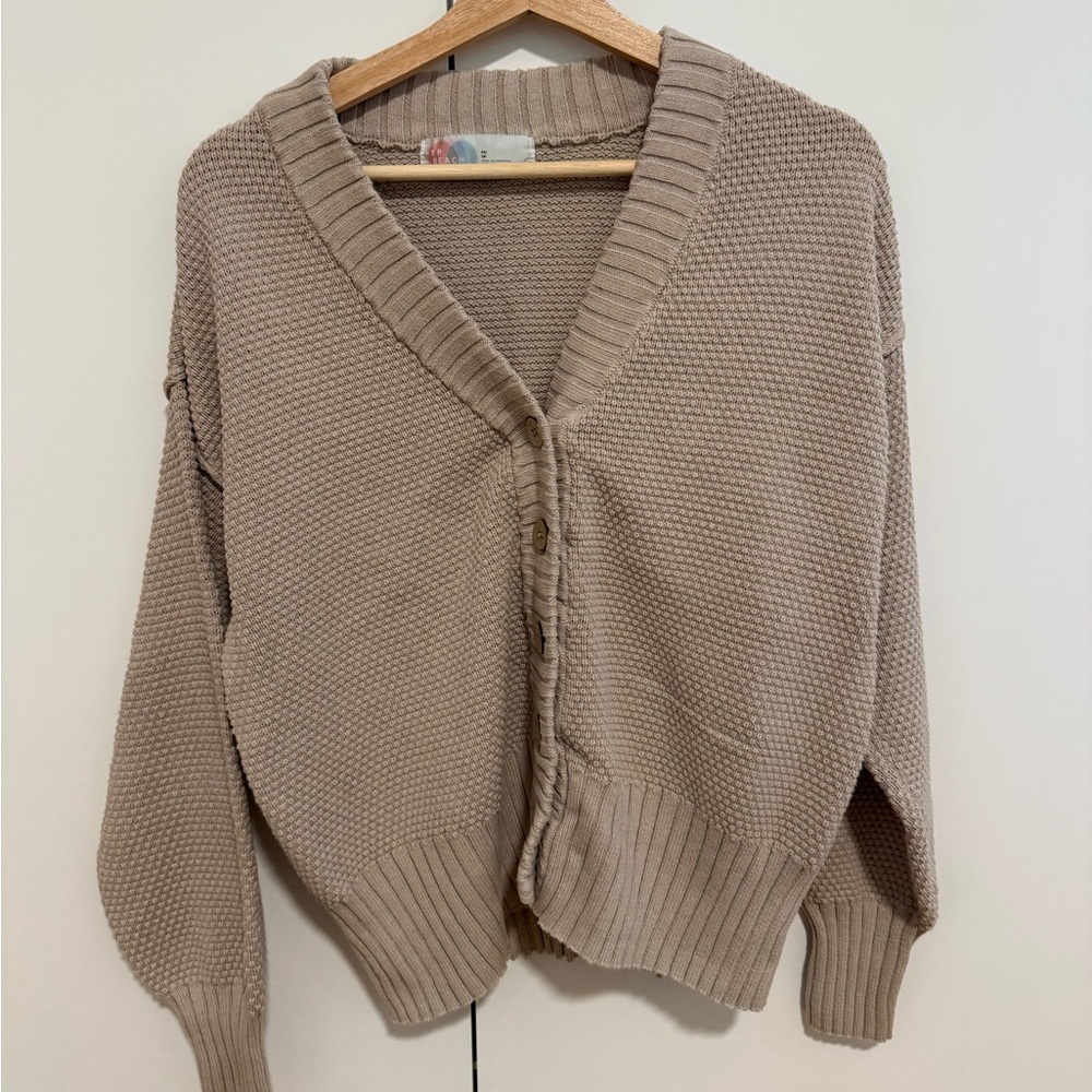 Free People Beach Hailee Cardi Tan Women's Sweater